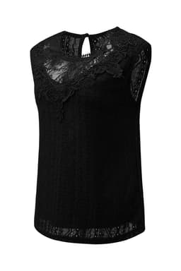 image-Guipure Lace Crochet Keyhole Back Tank Top - Apricot