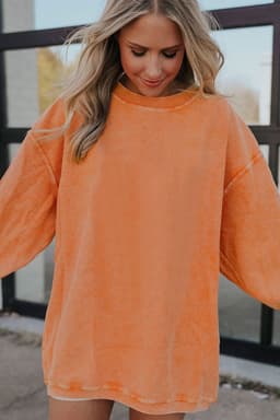 image-Strawberry Pink Ribbed Oversized Sweatshirt - XL Size