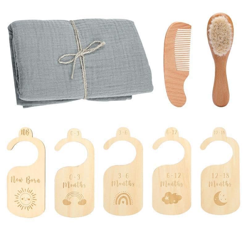 image-Baby Born Gift Set Wool Brush Baby Skin-friendly Bath Towel Baby One Month Old One Hundred Days Gift Box