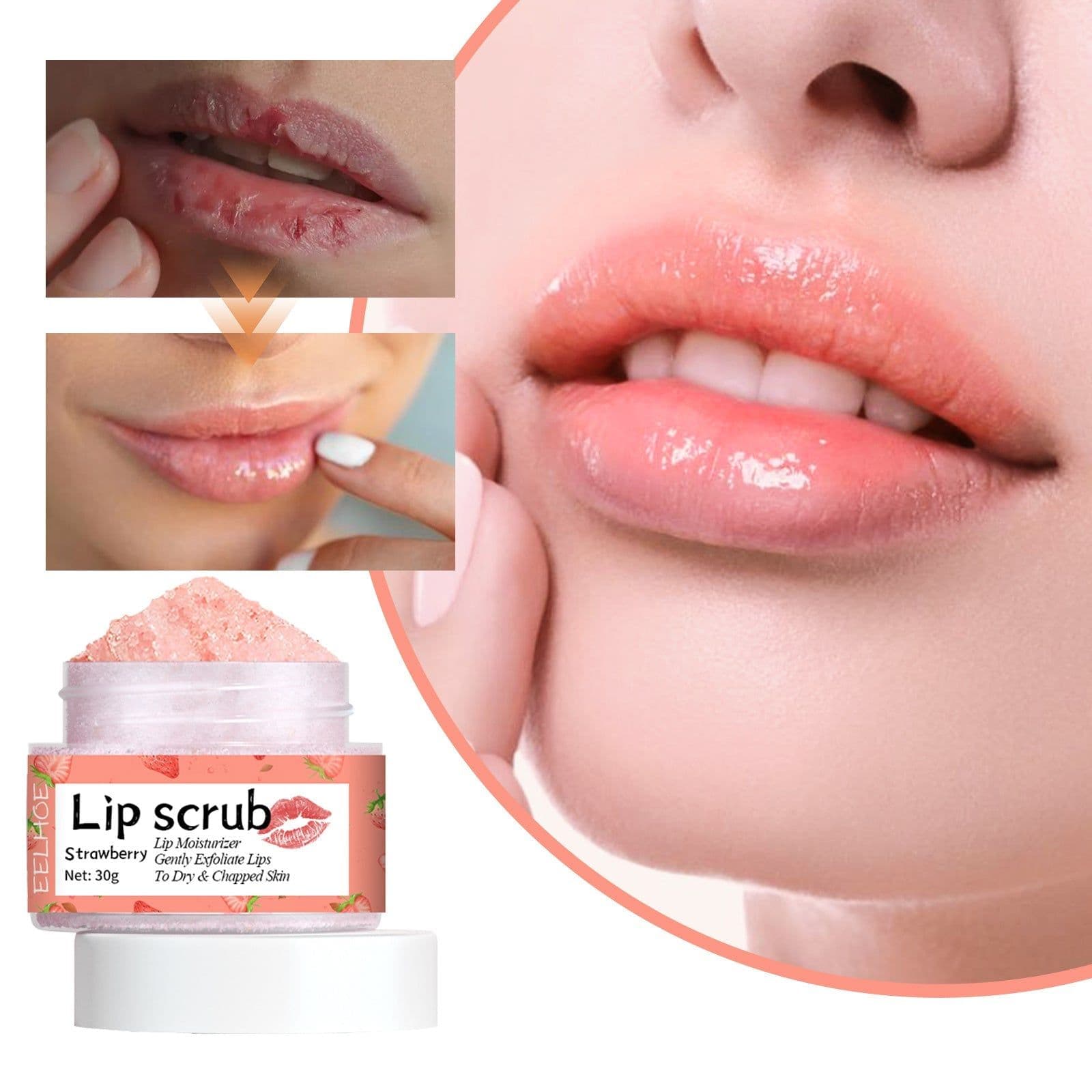 image-Strawberry Lip Scrub, Moisturize Lips, Prevent Dry Crack, Jojoba Coconut Oils