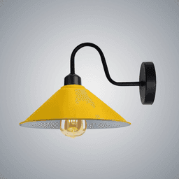 image-Yellow Vintage Wall Light Fixture, Black Wall Sconce E27 Base Socket Screw Wall Mounted Swan Neck Shape Shade