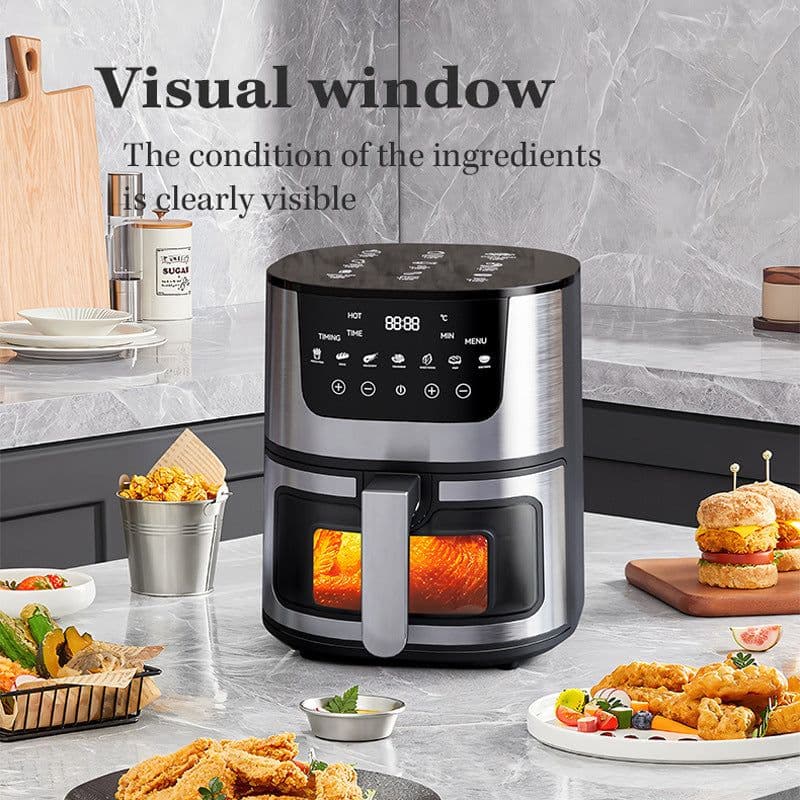 image-8L Smart Visual Air Fryer - Stainless Steel 1400W Oven