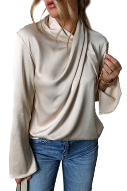 image-Jet Stream Satin Cross Front Slit Back Blouse