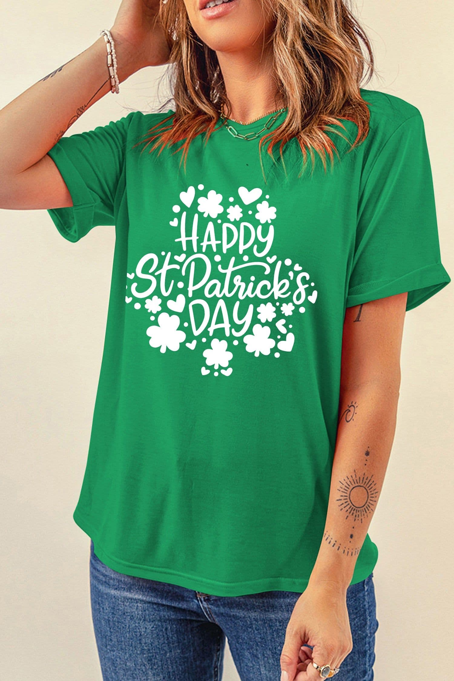 image-St Patrick's Day Clover Graphic T Shirt - Green