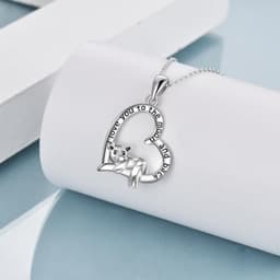 image-Sterling Silver Cow Heart Pendant Necklace for Women I Love You To The Moon And Back