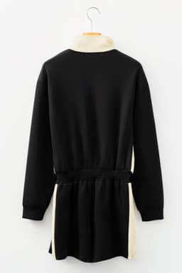 image-Black & White Two-Tone Long Sleeve Zipped Romper