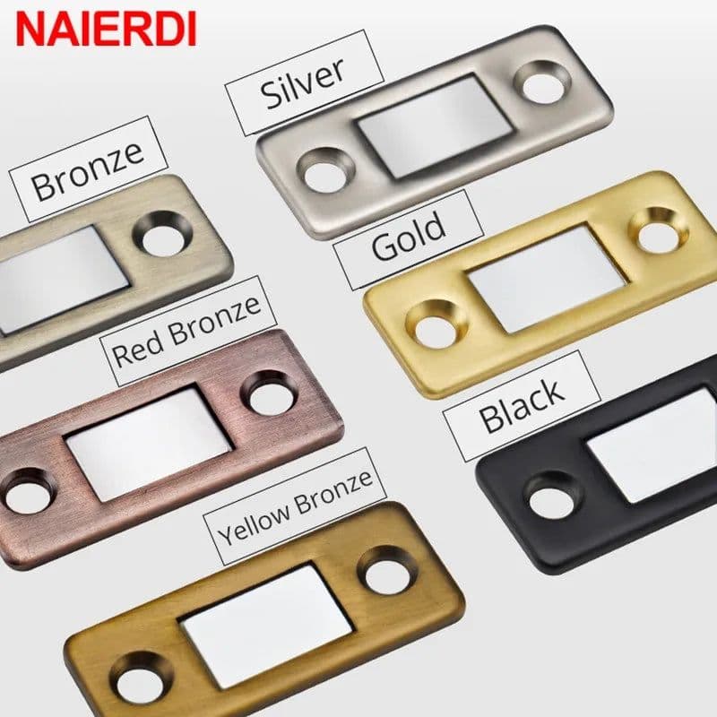 image-NAIERDI 2pcs/Set Magnetic Cabinet Catches Magnet Door Stops Hidden Door Closer With Screw For Closet Cupboard Furniture Hardware