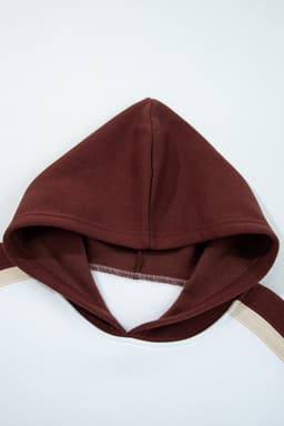 image-Coffee Color Block Patchwork Athleisure Hooded Sweatshirt