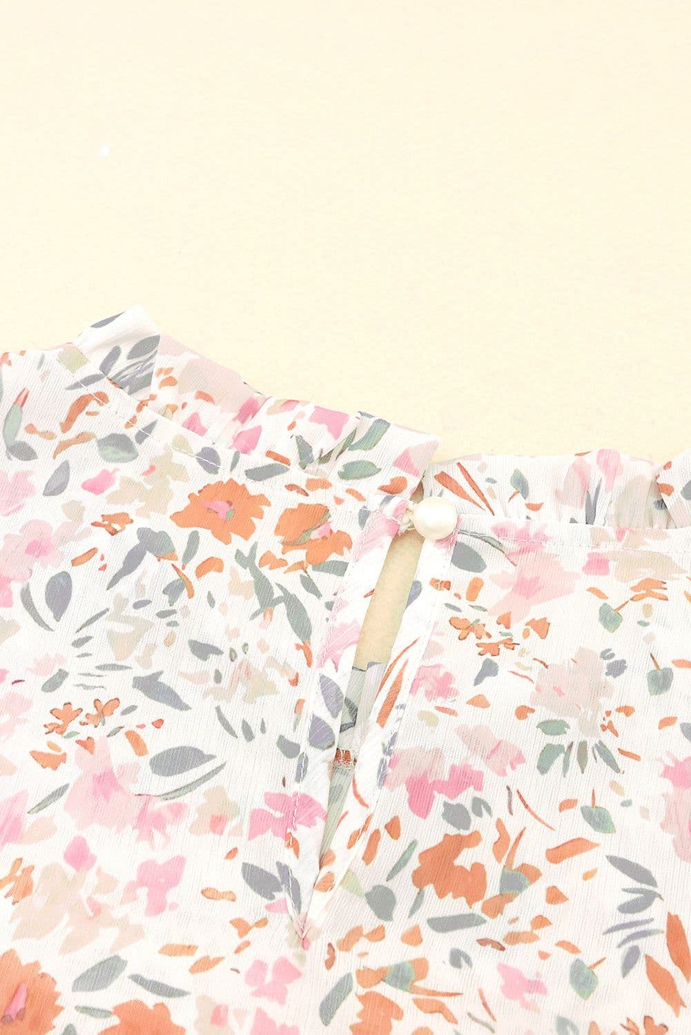 image-Floral Print Wide Ruffle Sleeves Blouse - Multicolor, Size S-XL