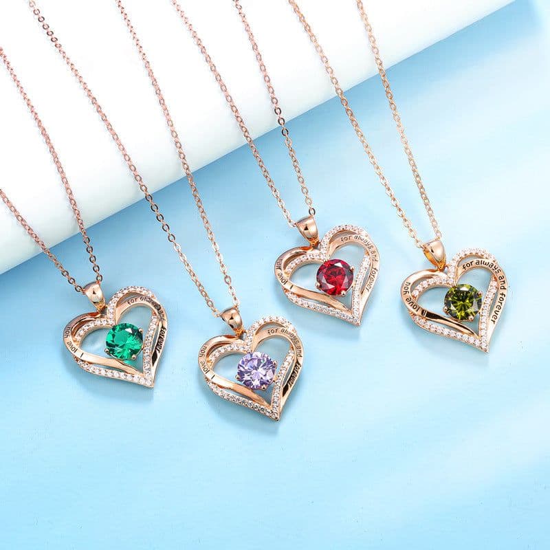 image-Female 925 Silver Twelve Birthstone Pendant Necklace