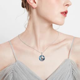 image-Sterling Silver Viking Wolf Earrings Necklace Jewelry with Crystal