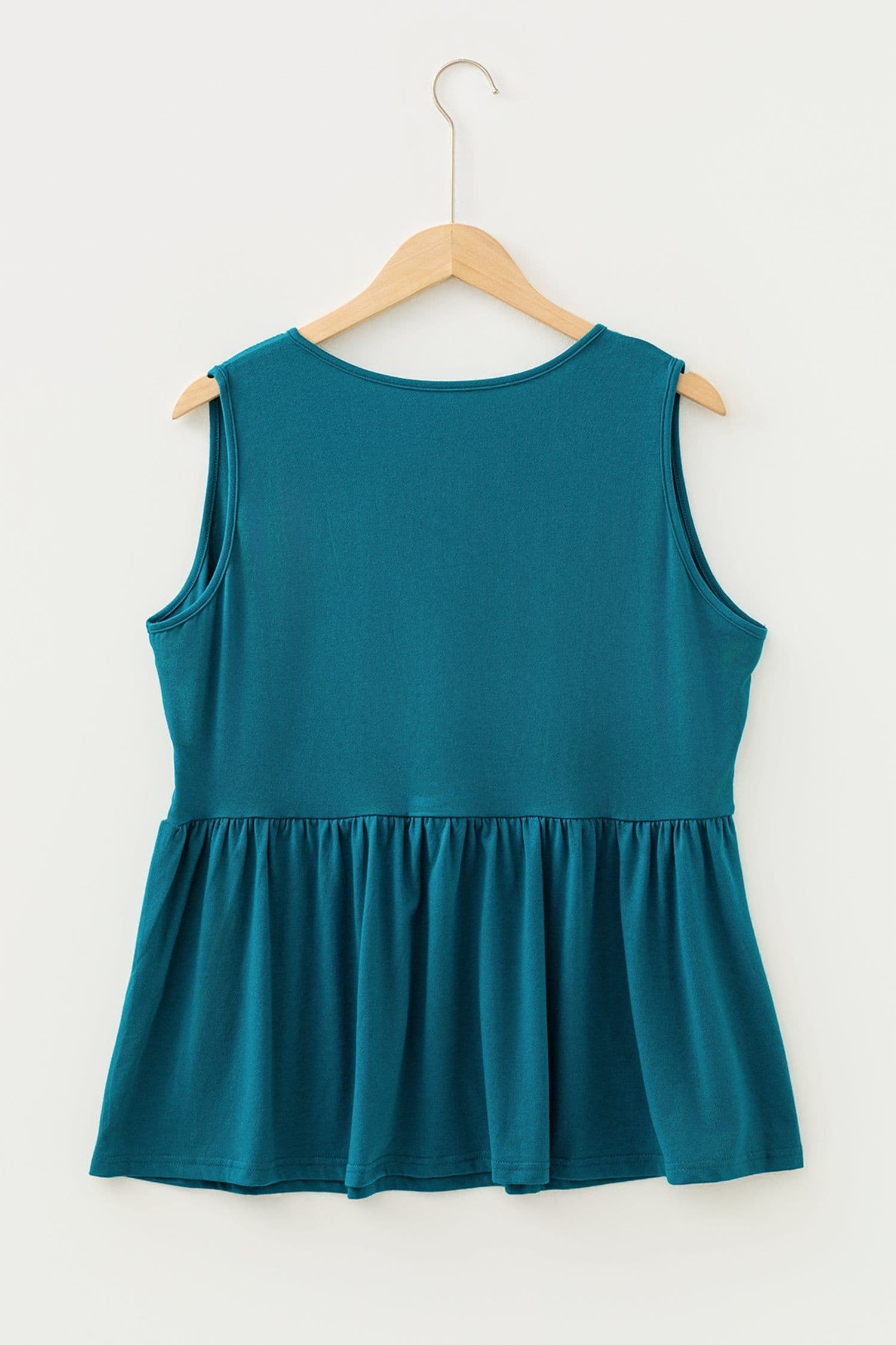 image-Coffee Plus Size Solid Color Bow Tie Peplum Tank Top