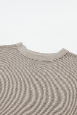 image-High Neck Bat Sleeve Sweater - Short Sleeve, Elegant, Loose Fit