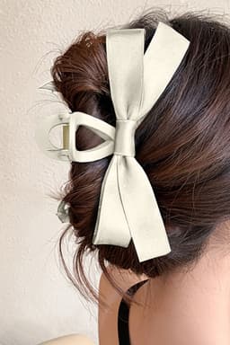 image-Black Large Bow Hair Claw Clip - Durable Plastic Decor