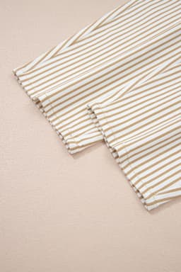 image-Khaki Stripe Casual Barrel Jeans - Striped Denim Pants
