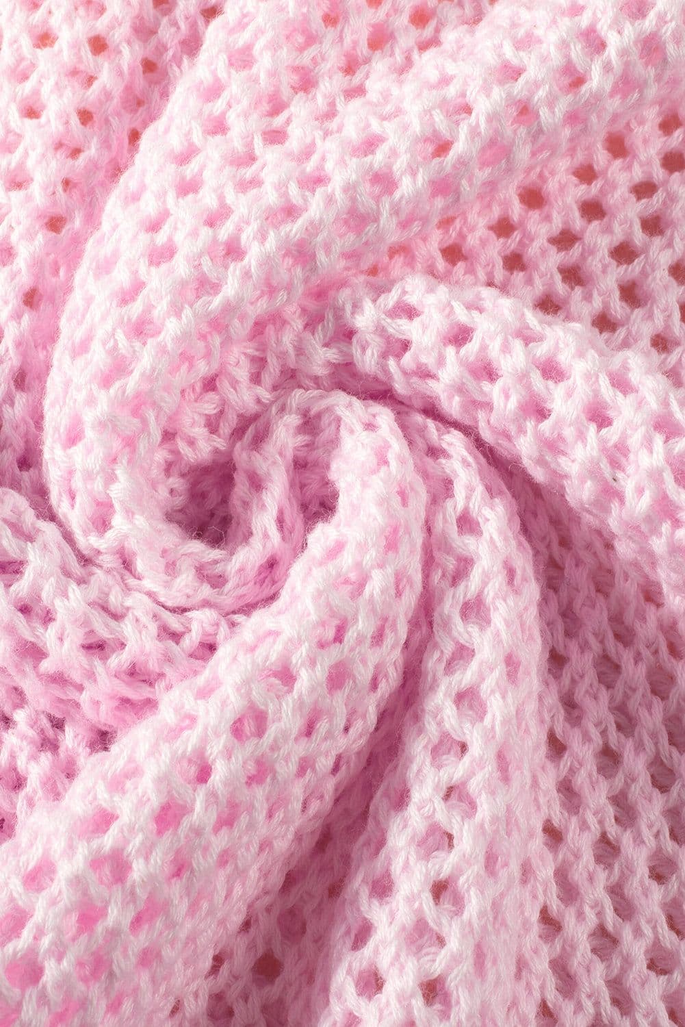 image-Light Pink Hollowed Knit Drop Shoulder Sweater - Chic & Feminine