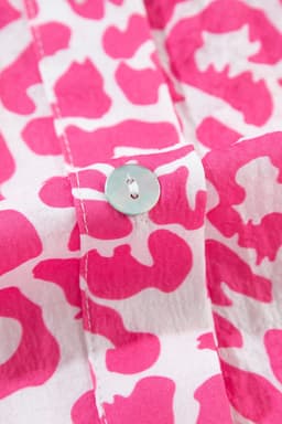 image-Leopard Print Mini Dress - Pink Long Sleeve Button Front
