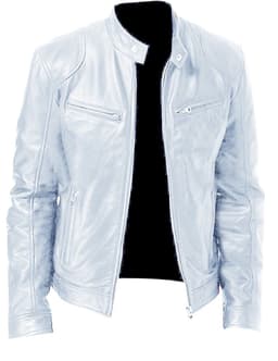 image-Gentleman's Warm Zipper Cardigan Pocket Decorated Pu Leather Coat