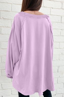 image-Beige Baggy Sweatshirt Raw Seam Patchwork