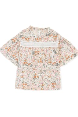 image-Floral Print Wide Ruffle Sleeves Blouse - Multicolor, Size S-XL