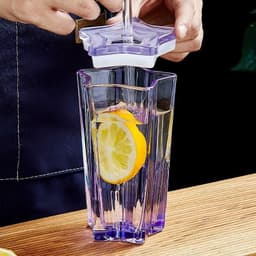 image-New Glass Water Cup Five-pointed Star Cup With Straw