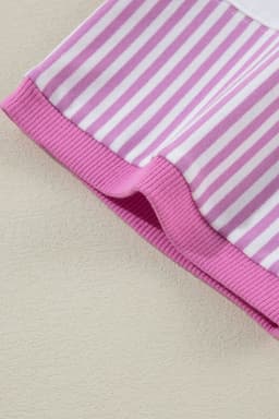 image-Pink Stripe Patchwork Plus Size T-Shirt