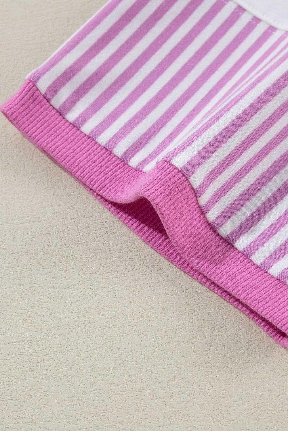 image-Pink Stripe Patchwork Plus Size T-Shirt