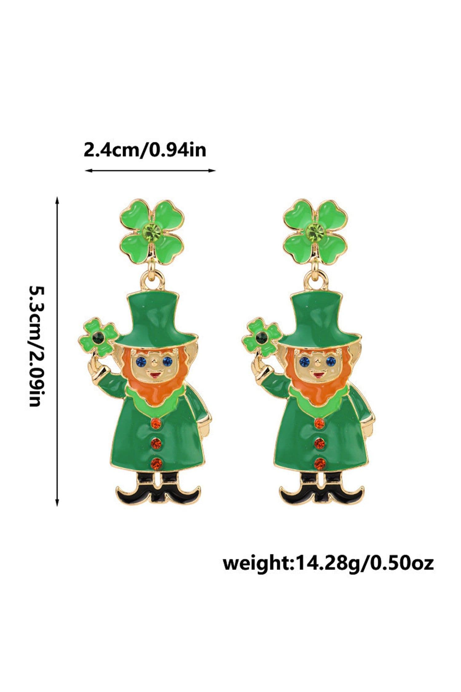 image-Dark Green Leprechaun Drop Earrings - Enamel