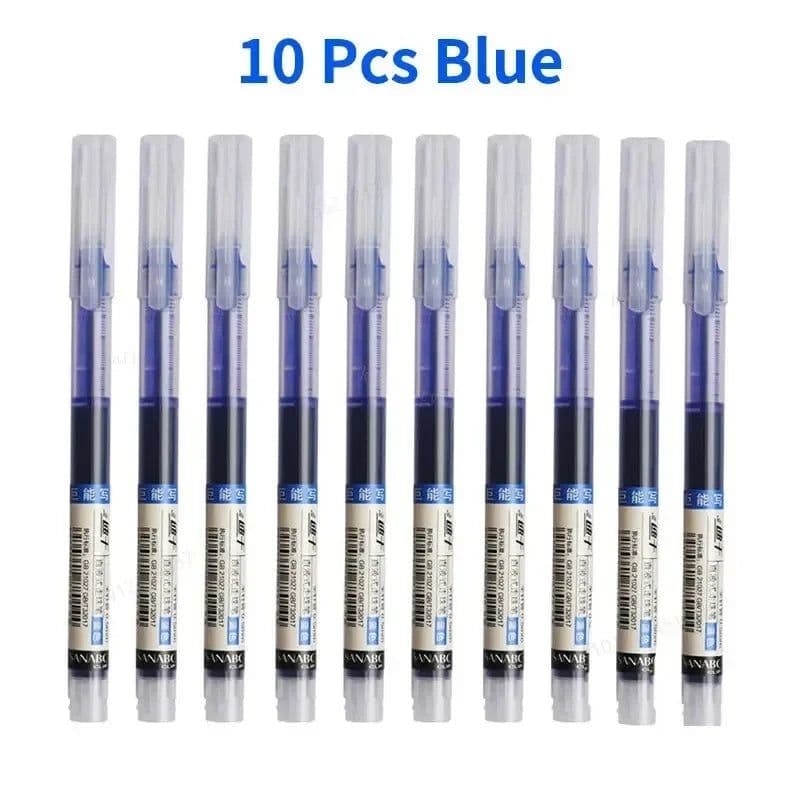 image-10Pcs/set High Quality Needle Type Gel Pens Straight Liquid Ballpoint Pen Kawaii Stationery School Office Supplies Writing