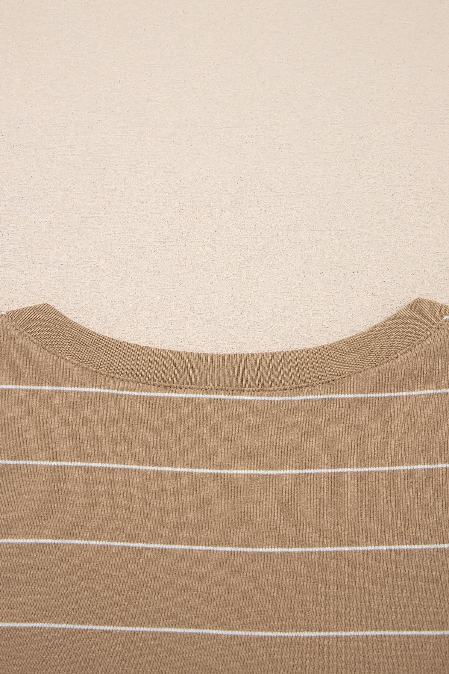 image-Khaki Stripe Casual Short Sleeve Side Slit Maxi T Shirt Dress