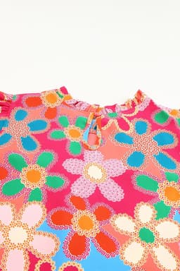 image-Rose Embroidered Floral Print Ruffle Trim Tank Top