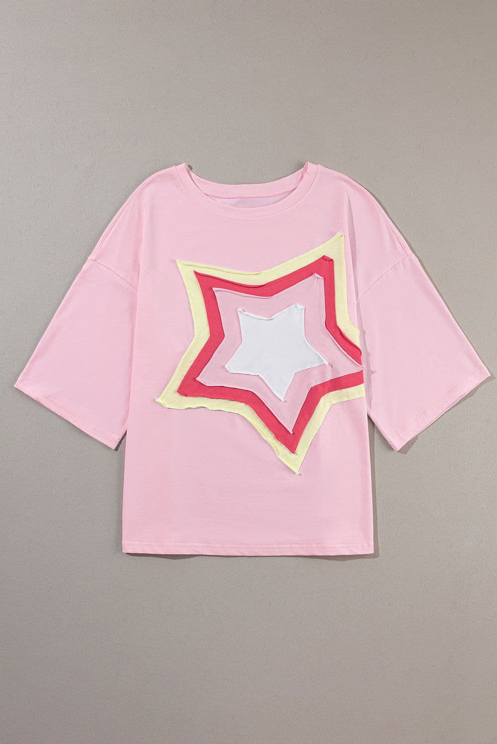 image-Moonlight Jade Colorblock Star Patched Half Sleeve Tee