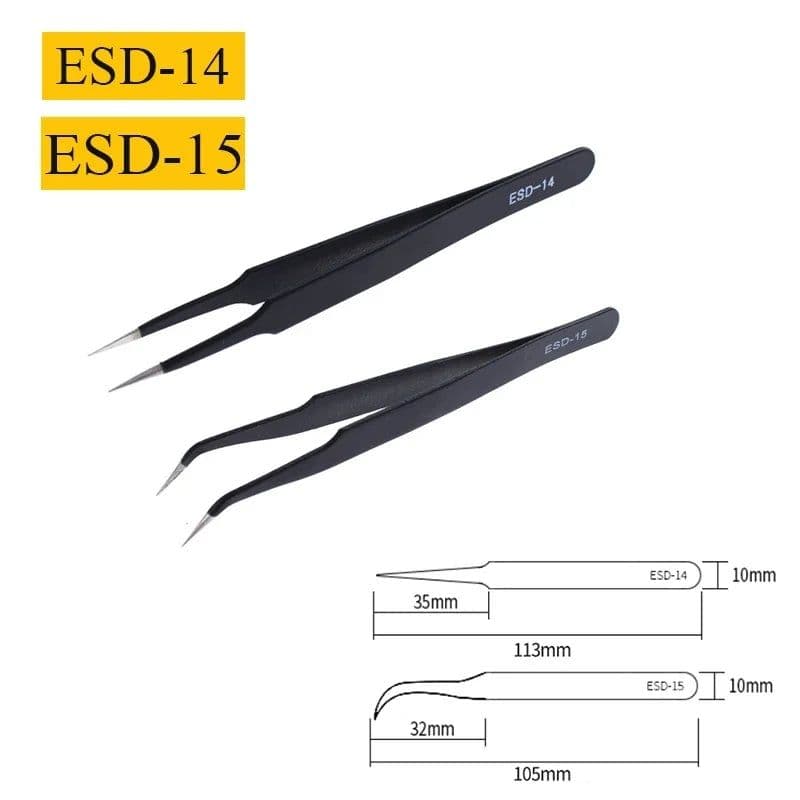 image-2/6pcs Precision Tweezers Set ESD Anti-Static Stainless Steel Tweezers Repair Tools for Electronics Repair Soldering Craft Tools