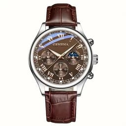 image-GENEVA High Quality Men's Luxury Belt Fashion Quartz Watch Men Round Business Student Sport Waterproof Glow Clock