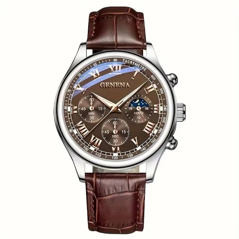 image-GENEVA High Quality Men's Luxury Belt Fashion Quartz Watch Men Round Business Student Sport Waterproof Glow Clock