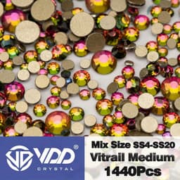 image-VDD SS4-SS20 Mix Size Clear Crystal Non-Hotfix Gold FlatBack Rhinestones Decorations DIY Glitter Stones 3D Nail Art Accessories