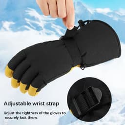image-Thermal Leather Ski Gloves Velevt Keep Warm Winter Ski Skateboard Gloves Full Finger Windproof Climbing Riding Running Gloves