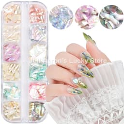 image-12 Colors Nails Abalone Shell Fragments Texture Natural Sea Shell 3d Glitter Nail Art Decoration Powder Sequins Beauty Tools