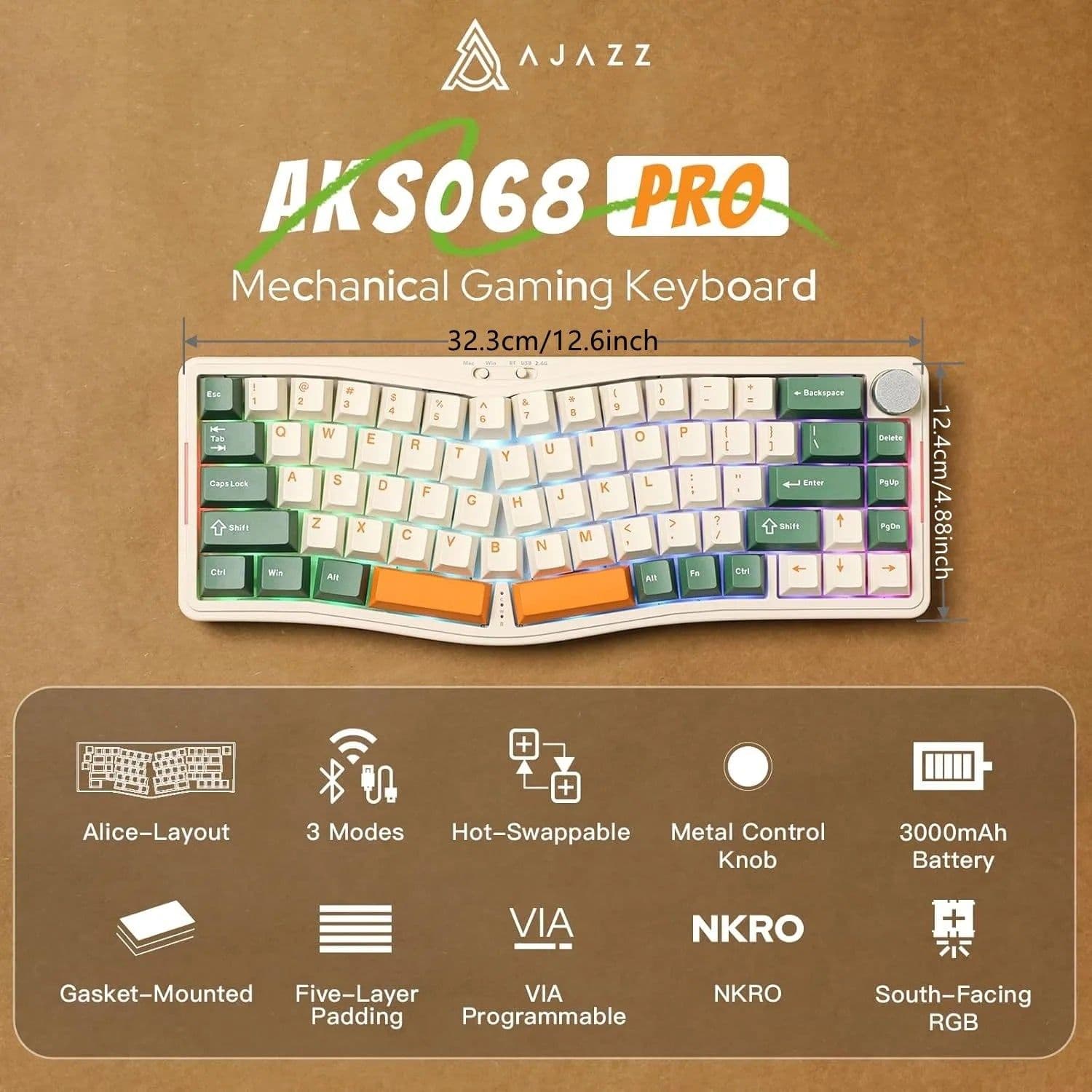 image-MAMBASNAKE x Ajazz AKS068 Pro 68 Keys Alice-Layout VIA Programmable Gasket Mechanical Keyboard
