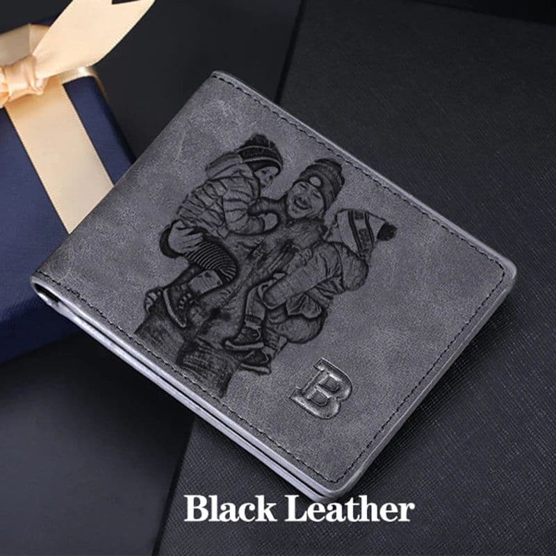 image-Picture Wallet Custom Engraving Wallet Frosted Retro Multifunction Wallets Multi Card Holder Leisure Coin Bag Father's Day Gift