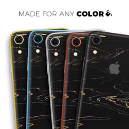 image-Black & Gold Marble Swirl V10 - Skin-Kit for the Apple iPhone XR, XS