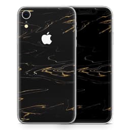 image-Black & Gold Marble Swirl V10 - Skin-Kit for the Apple iPhone XR, XS