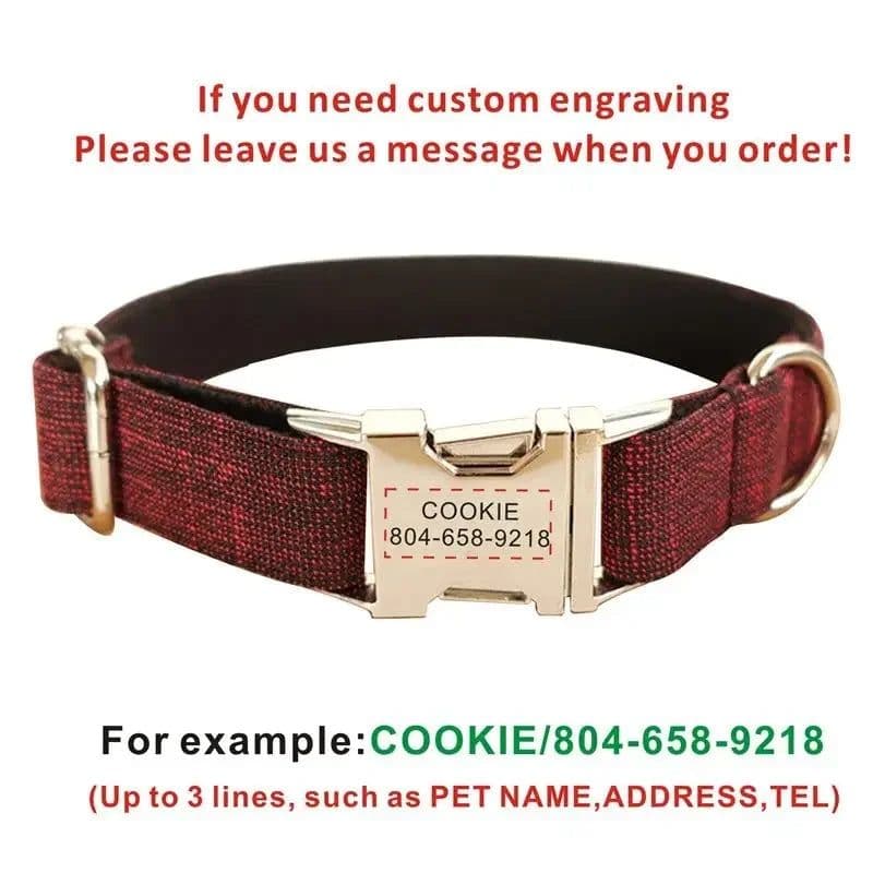 image-Personalized Dog Collar Customized Pet Collars Free Engraving ID Nameplate Tag Pet Accessory Suit Fiber Puppy Collars Leash