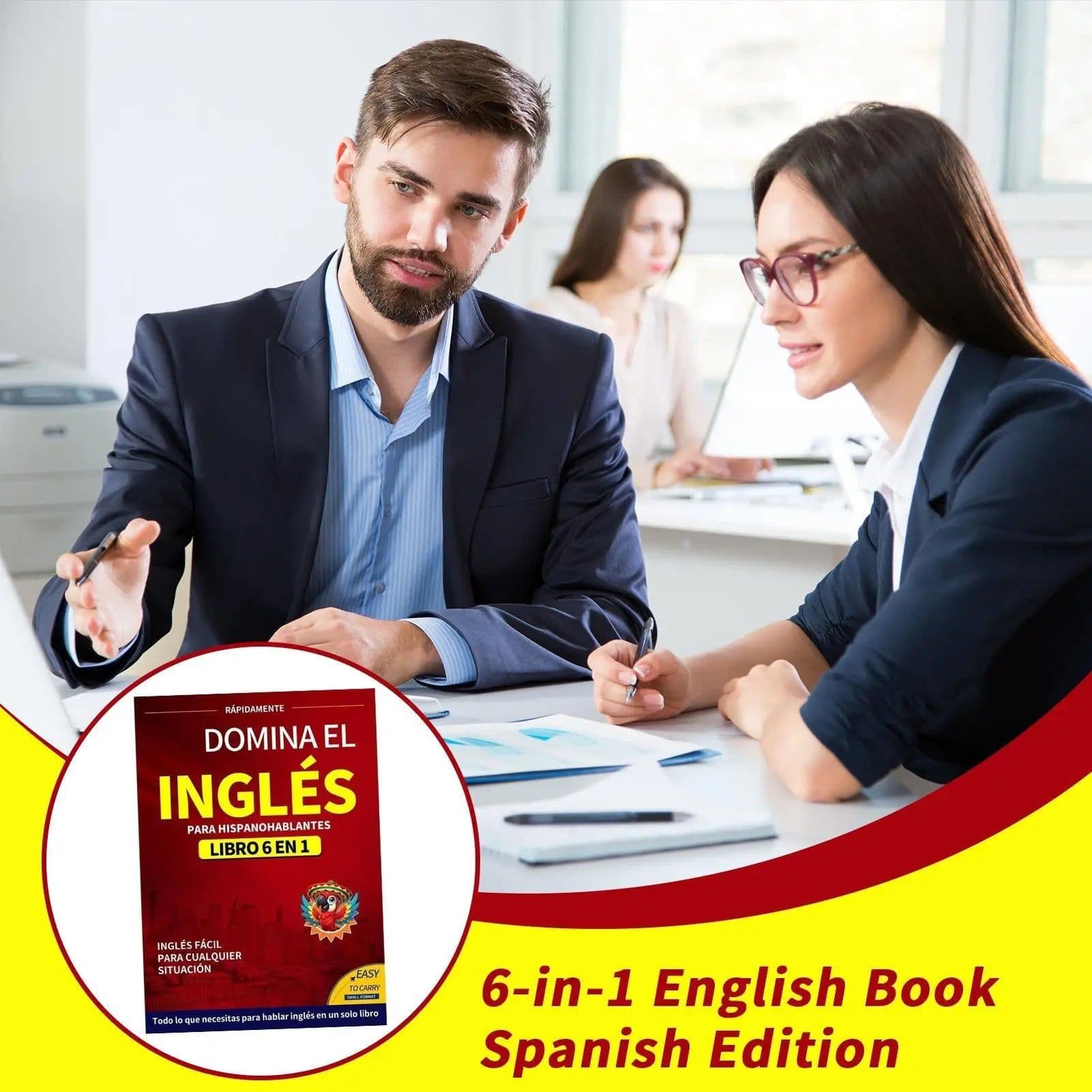 image-English Books for Beginners 6-in-1 Spanish Edition English Workbook Easy Language Learning Dictionary Study Supplies for Reading