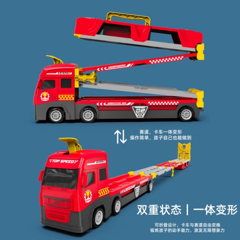 image-Cross-border large children's toys four-way remote control alloy ejection storage deformation track large truck manufacturer supply