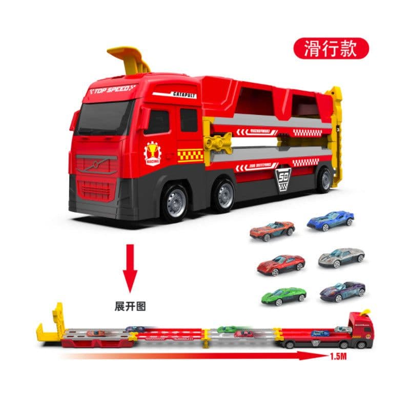 image-Cross-border large children's toys four-way remote control alloy ejection storage deformation track large truck manufacturer supply