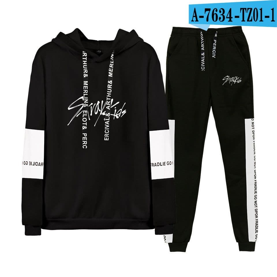 image-Amazon Stray Kids Alphabet Collection Surrounding Korean Trend Sports Splicing Sweater Set