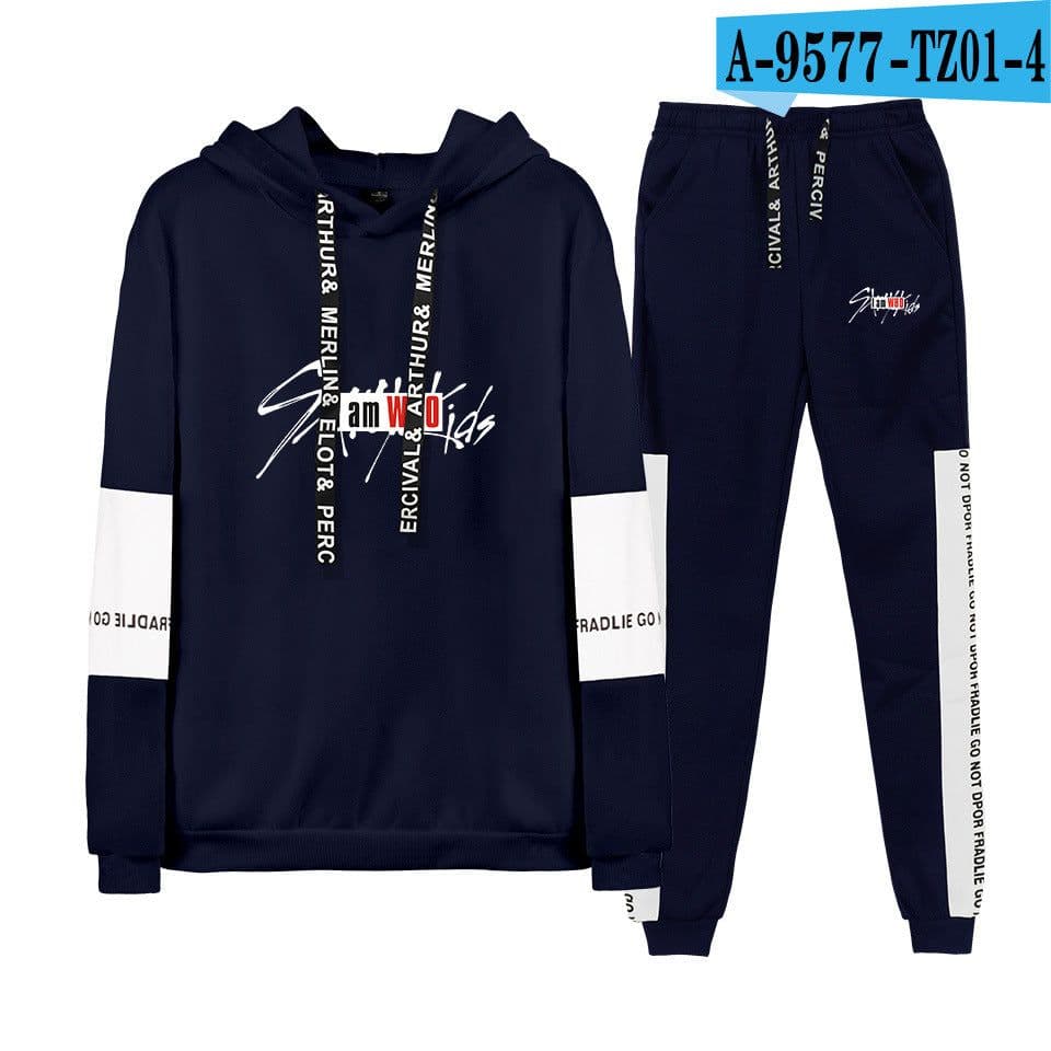 image-Amazon Stray Kids Alphabet Collection Surrounding Korean Trend Sports Splicing Sweater Set