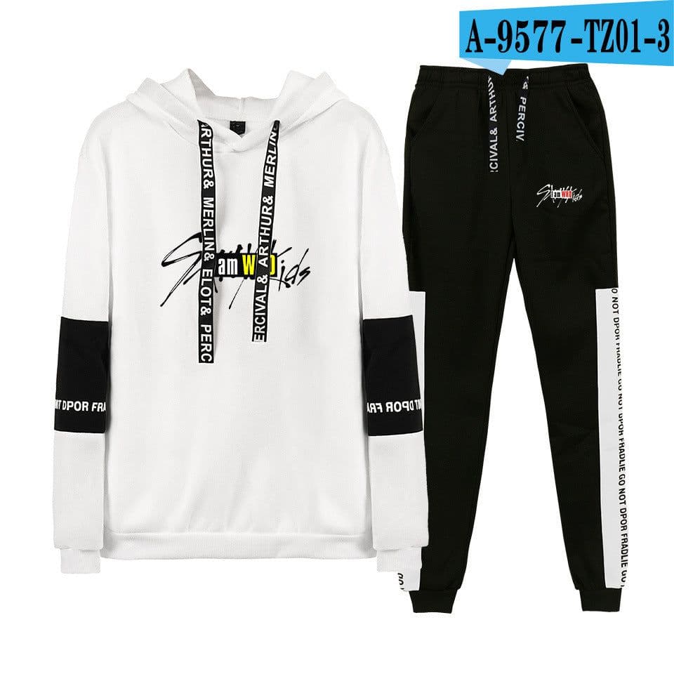 image-Amazon Stray Kids Alphabet Collection Surrounding Korean Trend Sports Splicing Sweater Set