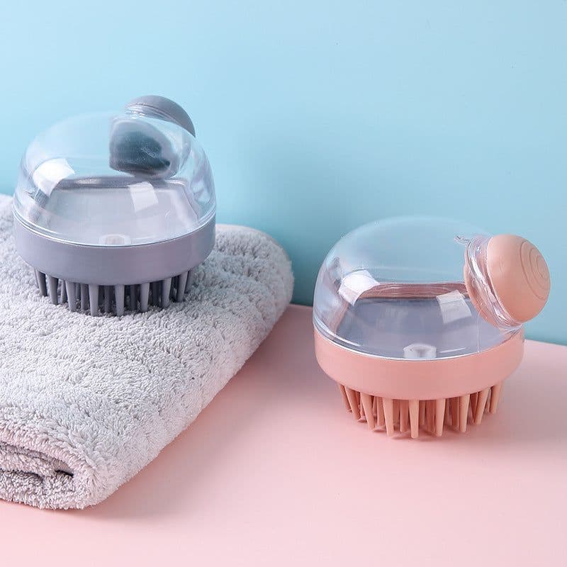 image-Household shampoo brush, press liquid comb, transparent cover, hair cleaning brush, scalp massage, bathroom cleaning bath brush